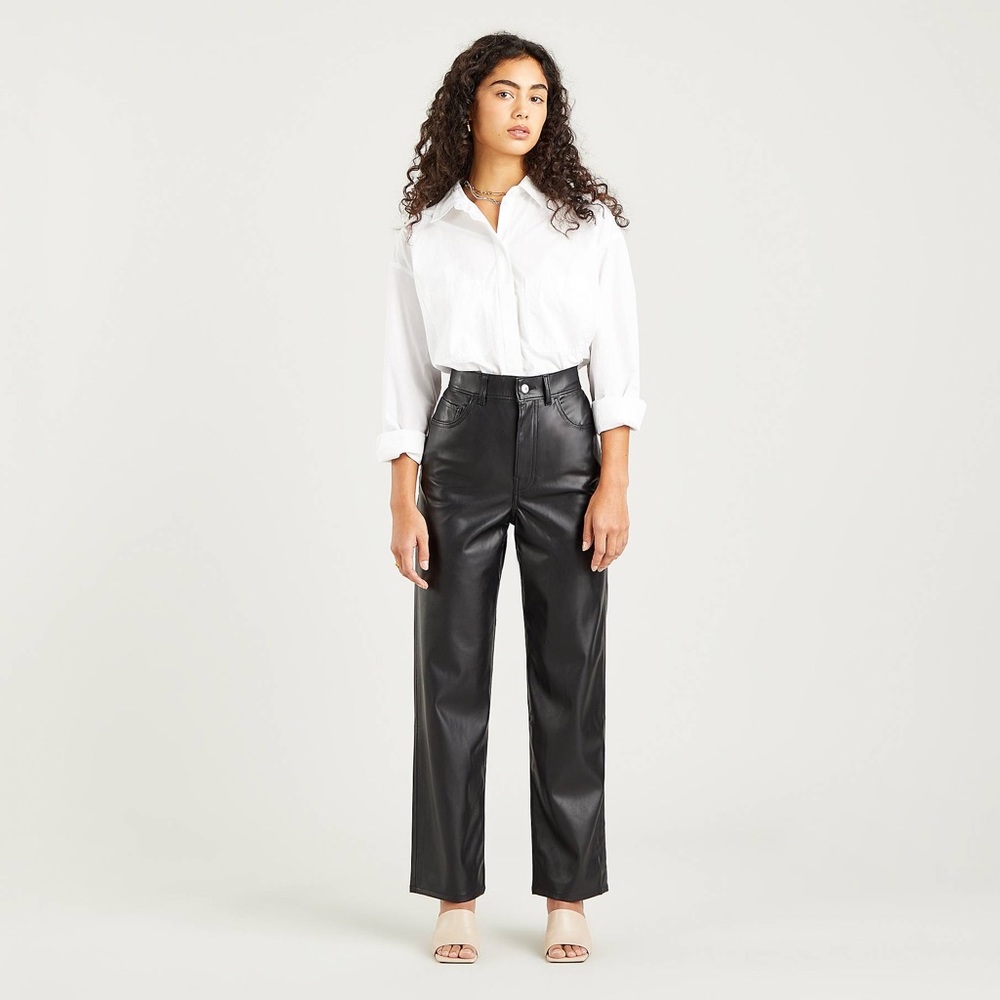 Levi’s Faux Leather Ribcage Straight Jeans